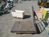 METAL FLAT TOP CART W/ WOOD TOP