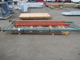 PALLET RACKING - (2) 44'' X 12'9'' UPRIGHTS, (4) 9' CROSSARMS & WOOD DECKING