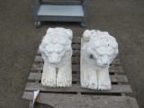 (2) CONCRETE LIONS