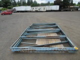 PALLET W/ (11) 8' X 7' METAL RACKING UP RIGHTS