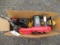 BOX W/ ASSORTED TOOLS INCLUDING - DEWALT DC759 1/2'' CORDLESS DRILL, DEWALT DW991 3/8' ADJUSTABLE