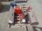 PALLET W/ CRAFTSMAN HALOGEN WORK LIGHTS W/ (2) TRI POD STANDS, METAL GAS CAN, PLASTIC BUCKET OF OIL