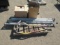 PALLET W/ (6) BOX TRUCK LOAD LOCK BARS, (2) BOXES OF ASSORTED 4'' TIE DOWN STRAPS, GOLDEN BUDDY