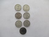 1908 BARBER HALF DOLLAR & (6) LIBERTY HALF DOLLARS (1934-1944)