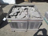 WOOD CRATE W/ ASSORTED DECORATIVE STONE