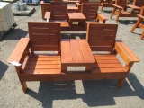 2 SEAT CEDAR BENCH W/ MID TABLE