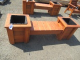 CEDAR BENCH W/ PLANTER BOX AT EACH END