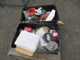 (2) TOTES OF ASSORTED AUTOMOTIVE PARTS INCLUDING - FILTERS, ELECTRICAL COMPONENTS & BELTS
