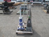 PALLET W/ ALUMINUM FOLDING HAND TRUCK, HOOVER ELECTRIC STEAM VACUUM & HOOVER ELECTRIC FLOORMATE