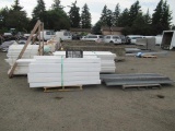 (4) PALLETS W/ WHITE VINYL FENCING, PALLET W/ POSTS, (2) PALLETS W/ CROSS SECTIONS & PALLET W/