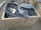 WOOD CRATE W/ ASSORTED 3'' - 5'' DIAMETER IRRIGATION HOSES