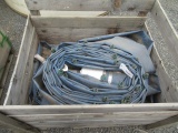 WOOD CRATE W/ ASSORTED 3'' - 5'' DIAMETER IRRIGATION HOSES