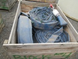 WOOD CRATE W/ ASSORTED 3'' - 5'' DIAMETER IRRIGATION HOSES