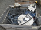 WOOD CRATE W/ ASSORTED 1'' - 5'' DIAMETER IRRIGATION HOSES