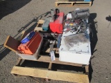 PALLET OF ASSORTED TOOLS & TYMCO HYDRAULIC OIL TANK