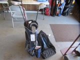 ASSORTED GOLF CLUBS W/ (2) DRIVERS & EXTRA CLUB BAG