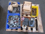 PLASTIC BINS W/ TRAILER AXLE HANGER PARTS / KITS & DOT TAPE