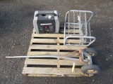 MANUAL METAL TRAILER DOLLY, METAL ROLLING STEP STOOL, COLEMAN POWERMATE PULSE 1850 GAS GENERATOR