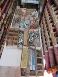 CONTENTS OF 2 SHELVES - ASSORTED CLEVIS SLIP HOOKS, CHAIN HOOKS & CHAIN LINKS