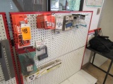 CONTENTS OF DISPLAY - ASSORTED STRIKERS, WELDING HOOD FILTERS & WORK LIGHT