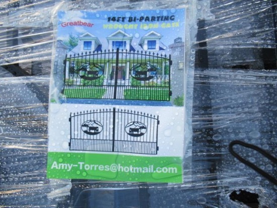 2021 GREATBEAR 14' BI-PARTING WROUGHT IRON GATE W/ OX ARTWORK