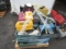 PALLET OF ASSORTED HAND TOOLS, TOOL BOXES, POWER TOOLS & HARD WARE