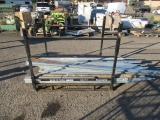 METAL CRATE W/ ASSORTED METAL PIPING, REBAR, ALL THREAD AD C-CHANNEL BRACKETS