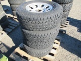 (4) 265/70R17 TOYO A/T TIRES ON 6 LUG WHEELS