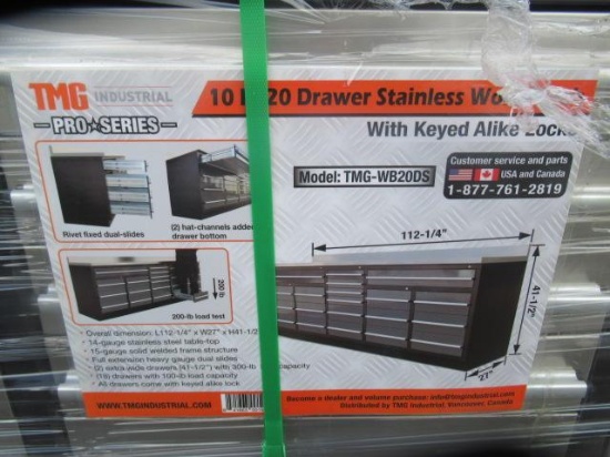 TMG-WB20DS PRO SERIES 10' 20-DRAWER STAINLESS WORKBENCH