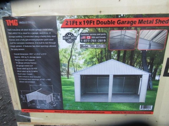 TMG-MS2119 21' X 19' DOUBLE GARAGE METAL SHED W/ SIDE ENTRY DOOR