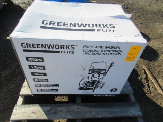 GREEN WORKS ELITE EPW-2000 PSI PRESSURE WASHER, ELECTRIC 14 AMP, 1.2 GPM, 13 HP (UNUSED)