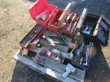 (4) TOOL BOXES W/ ASSORTED HAND TOOLS, BOTTLE JACK, SCISSOR JACK, ELECTRICAL TESTER, PNEUMATIC