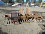 (2) PATIO FIRE PITS & (4) WOOD PATIO CHAIRS