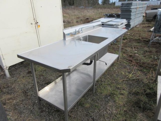 30'' X 96'' STAINLESS STEEL TABLE W/SINGLE SINK BASIN