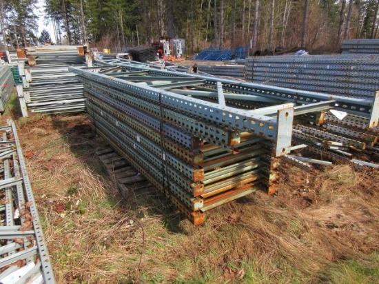 PALLET RACKING UPRIGHTS (12) 32'' X 10' & (4) VARIOUS SIZE UPRIGHTS