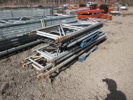 PALLET RACKING UPRIGHTS (10) 32'' X 10' TALL WITH CROSS ARMS