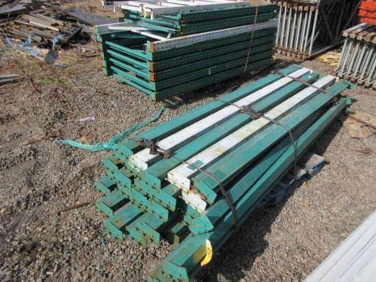 PALLET RACKING UPRIGHTS (137) 44'' X 7' TALL, (4) 5' EXTENSIONS, & (28) 8' X 6'' ARMS- 2 PALLETS