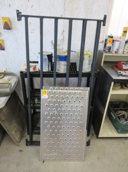 PLASTIC SHELF, ALUMINUM PLATE & (2) MATERIAL WINDOW BARS