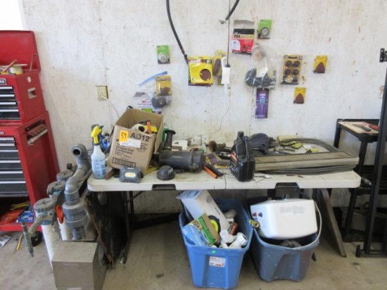 FOLDING TABLE W/ CONTENTS