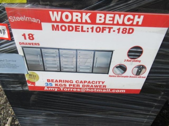 2022 SUIHE 10' WORKBENCH W/ 18 DRAWERS & 2 CABINETS (UNUSED)