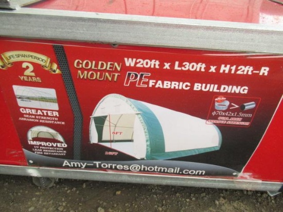 2022 GOLDEN MOUNT 20' X 30' FABRIC STOAGE BUILDING (NEW UNUSED-IN-CRATE)