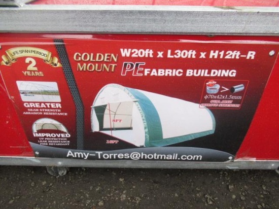 2022 GOLDEN MOUNT 20' X 30' FABRIC STOAGE BUILDING (NEW UNUSED-IN-CRATE)