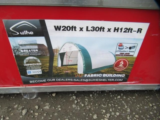 2022 SUIHE 20' X 30' X 12' DOME STORAGE SHELTER (UNUSED) IN CRATE