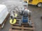 UNKNOWN MAKE & MODEL GAS POWERED FLOOR SCRUBBER, HYDRAULIC DUAL 12'' SCRUBBER HEADS, MOUNTED ON