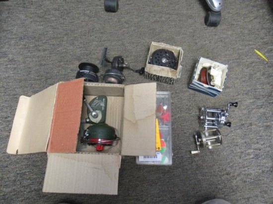 ASSORTED FISHING REELS & LURES