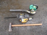 SPLITTING MAUL, POULAN PRO 50CC CHAIN SAW, 25CC WEEDEATER, & LEAF BLOWER