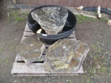 (3) LARGE BUBBLE ROCKS W/ 2'' HOLE FOR FOUNTAINS & (5) SMALL WATER FEATURE PONDS