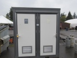 BASTONE 110V PORTABLE BATHROOM UNIT W/ (2) INDIVIDUAL STALLS, EACH W/ TOILET & SINK