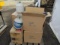 ASSORTED BOXES OF BACK BRACES, ONE BOX OF CUBBY STORAGE BINS & (2) PROPANE TANKS