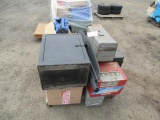 TOOL BOXES, TIRE CHAINS, BOX OF TOWELS, TOOLS & HARDWARE